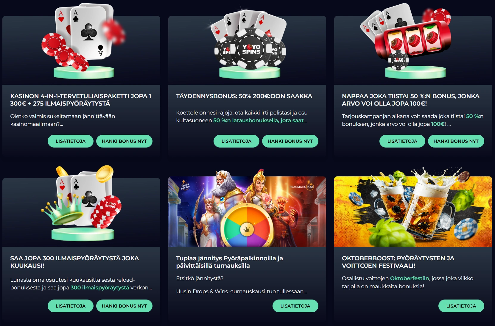 YoyoSpinsiin Bonukset ja kampanjat